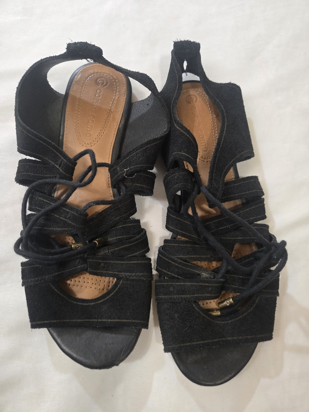 Corso Como Black Suede Lace-Up Women's Sandals 6.5